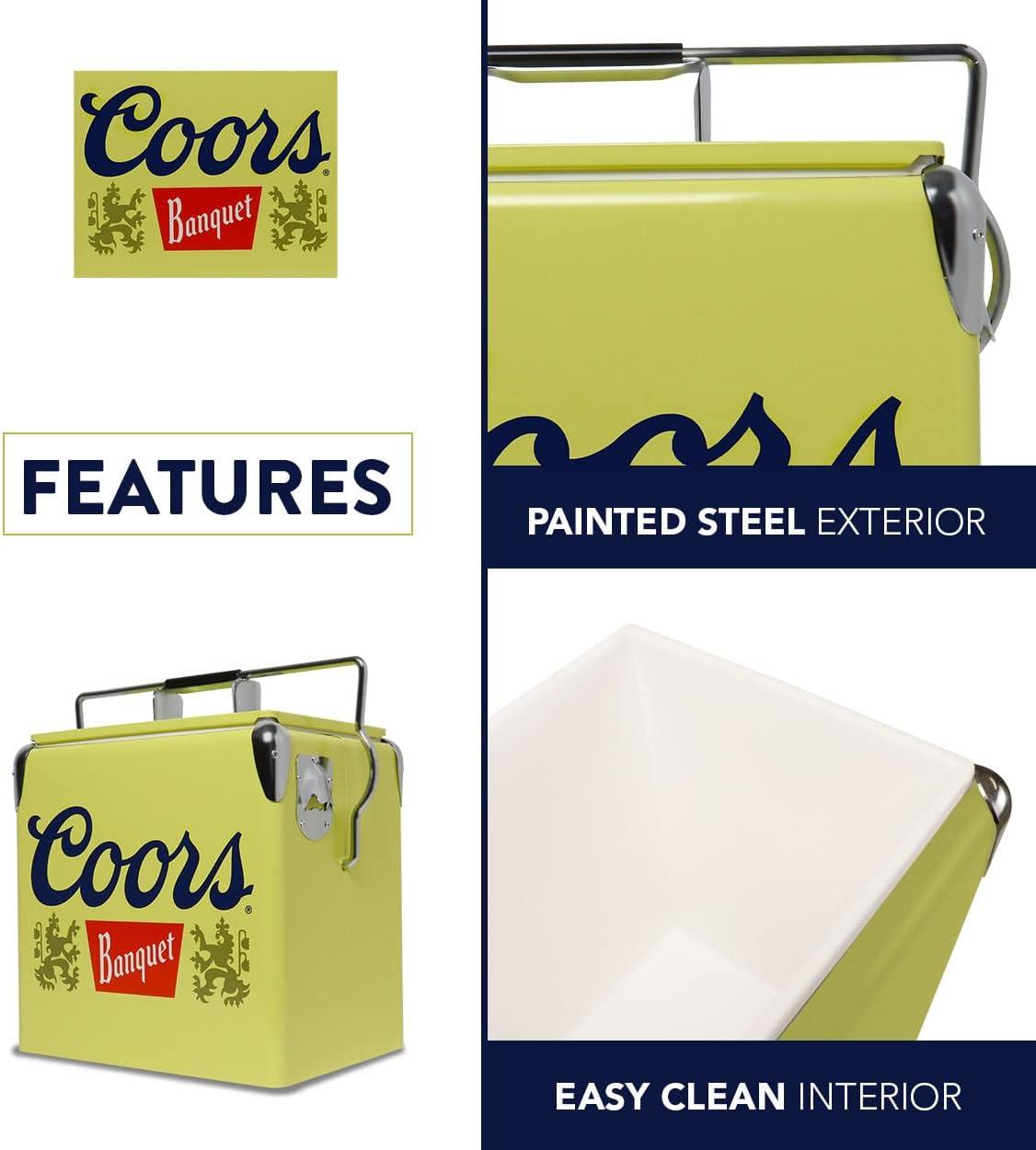 imageCoors Banquet Retro Ice Chest Cooler  Portable Ice Bucket with Bottle Opener Vintage Style Insulated for Camping Beach Picnic RV BBQs Tailgating Fishing 18 Can 14 qt 13L