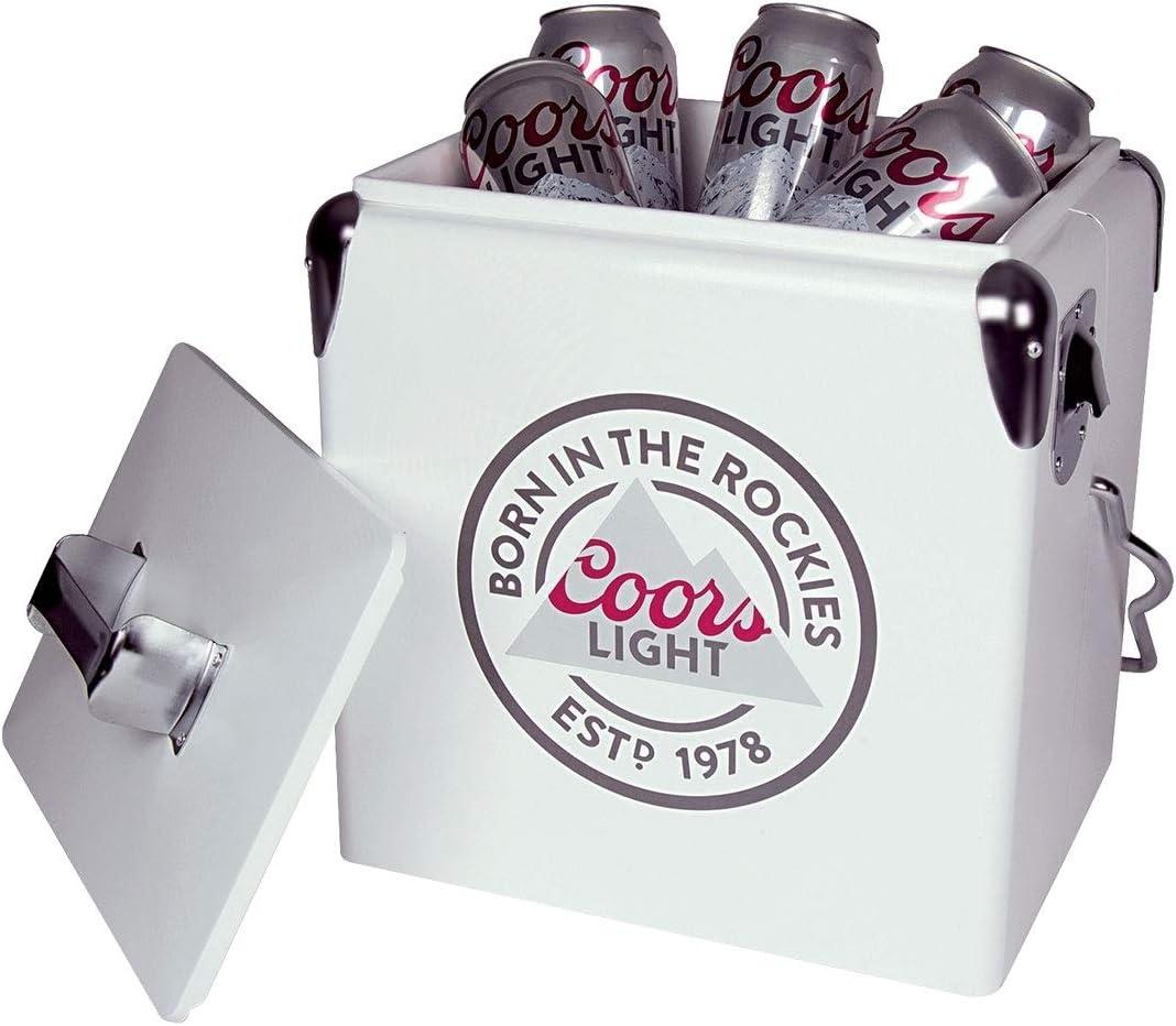 imageCoors Light Ice Chest Cooler  Portable Ice Bucket with Bottle Opener Vintage Style Insulated for Camping Beach Picnic RV BBQs Tailgating Fishing SteelBelted 18 Can Ice Box 13L 14 qt