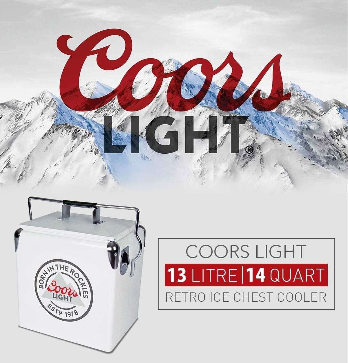 imageCoors Light Ice Chest Cooler  Portable Ice Bucket with Bottle Opener Vintage Style Insulated for Camping Beach Picnic RV BBQs Tailgating Fishing SteelBelted 18 Can Ice Box 13L 14 qt