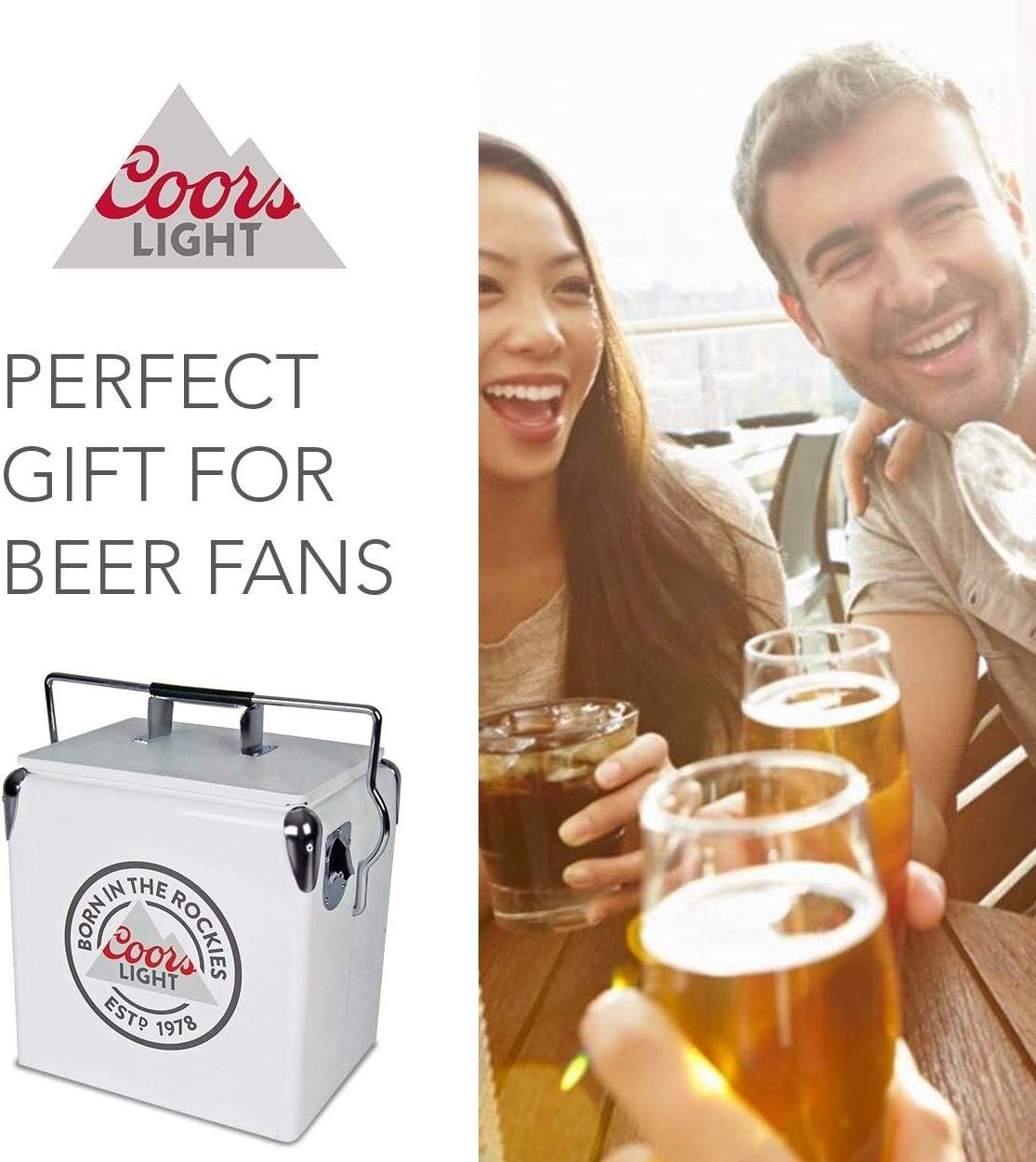imageCoors Light Ice Chest Cooler  Portable Ice Bucket with Bottle Opener Vintage Style Insulated for Camping Beach Picnic RV BBQs Tailgating Fishing SteelBelted 18 Can Ice Box 13L 14 qt
