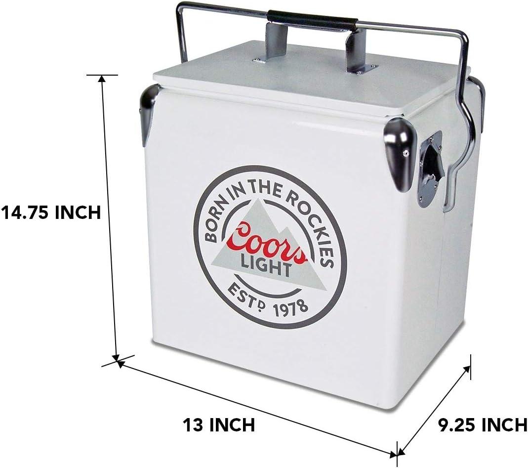 imageCoors Light Ice Chest Cooler  Portable Ice Bucket with Bottle Opener Vintage Style Insulated for Camping Beach Picnic RV BBQs Tailgating Fishing SteelBelted 18 Can Ice Box 13L 14 qt