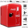 imageCoca Cola Mini Fridge for Bedroom Skincare Cosmatic Office 4L Small Refrigerator 6 Can Mini Dorm Fridge Portable Cooler 12V DC 110V AC Personal Travel Snacks Drinks Red
