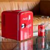 imageCoca Cola Mini Fridge for Bedroom Skincare Cosmatic Office 4L Small Refrigerator 6 Can Mini Dorm Fridge Portable Cooler 12V DC 110V AC Personal Travel Snacks Drinks Red