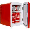imageCocaCola Classic Coke Bottle 4L Mini Fridge w 12V DC and 110V AC Cords 6 Can Portable Cooler Personal Travel Refrigerator for Snacks Lunch Drinks Cosmetics Desk Home Office Dorm Red