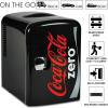 imageCoke Zero Mini Fridge  Refrigerator for Bedroom Office Portable Table Top Beverage Cooler 12V 110V Refrigerador For Drinks Soda Wine Use In Car Dorm Outdoor Patio 6 Can