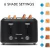 imageKenmore 4Slice Toaster with Dual Controls Matte Black and Grey Wide Slots SelfAdjusting Bread Guides Adjustable Browning 6 Shade Settings Toast Bagels Waffles English Muffins Small