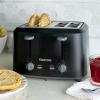 imageKenmore 4Slice Toaster with Dual Controls Matte Black and Grey Wide Slots SelfAdjusting Bread Guides Adjustable Browning 6 Shade Settings Toast Bagels Waffles English Muffins Small