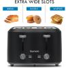 imageKenmore 4Slice Toaster with Dual Controls Matte Black and Grey Wide Slots SelfAdjusting Bread Guides Adjustable Browning 6 Shade Settings Toast Bagels Waffles English Muffins Small