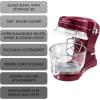 imageKenmore 500W Oviation Stand Mixer  10 Speed Mixing TiltHead 5QT Handheld Glass Bowl With Pouring Top Splash Guard Flat Beater Whisk Dough Hook Attachments Countertop Kitchen Appliance RedRed