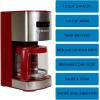 imageKenmore Drip Coffee Maker  12 Cup Programmable Cafe Machine With Glass Pot Regular ampamp Bold Brew Auto Shut Off Large Water Reservoir Reusable Filter Kitchen Appliances For Cafeteria BaristaRed