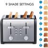 imageKenmore Toaster 4 Slice  Extra Wide Slot Countertop Kitchen Appliance Defrost Function GrillePain 9 Shade Settings Compact Design Easy Clean Crumb Tray Bread Bagel Stainless SteelBlack