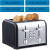 imageKenmore Toaster 4 Slice  Extra Wide Slot Countertop Kitchen Appliance Defrost Function GrillePain 9 Shade Settings Compact Design Easy Clean Crumb Tray Bread Bagel Stainless SteelBlack