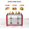 imageKenmore Toaster 4 Slice  Extra Wide Slot Countertop Kitchen Appliance Defrost Function GrillePain 9 Shade Settings Compact Design Easy Clean Crumb Tray Bread Bagel Stainless SteelRed