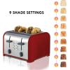 imageKenmore Toaster 4 Slice  Extra Wide Slot Countertop Kitchen Appliance Defrost Function GrillePain 9 Shade Settings Compact Design Easy Clean Crumb Tray Bread Bagel Stainless SteelRed