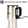 imageKoolatron 12V Travel Mug  USB Powered Insulated With Heater 500 mL 17 oz  Leakproof Portable Tumbler for Hot And Cold Beverages In Car SUV Truck Office Home Dorm Stainless Steel