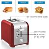 imageKoolatron Kenmore 2Slice Toaster Stainless Steel Red and Silver with Extra Wide Slots SelfAdjusting Bread Guides Defrost Bagel and Removable Crumb Tray Small KKTS2SR AZRed