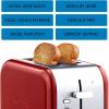 imageKoolatron Kenmore 2Slice Toaster Stainless Steel Red and Silver with Extra Wide Slots SelfAdjusting Bread Guides Defrost Bagel and Removable Crumb Tray Small KKTS2SR AZRed