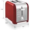 imageKoolatron Kenmore 2Slice Toaster Stainless Steel Red and Silver with Extra Wide Slots SelfAdjusting Bread Guides Defrost Bagel and Removable Crumb Tray Small KKTS2SR AZRed