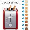 imageKoolatron Kenmore 2Slice Toaster Stainless Steel Red and Silver with Extra Wide Slots SelfAdjusting Bread Guides Defrost Bagel and Removable Crumb Tray Small KKTS2SR AZRed