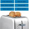 imageKoolatron Kenmore 2Slice Toaster Stainless Steel Red and Silver with Extra Wide Slots SelfAdjusting Bread Guides Defrost Bagel and Removable Crumb Tray Small KKTS2SR AZStainless Steel