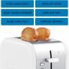 imageKoolatron Kenmore 2Slice Toaster Stainless Steel Red and Silver with Extra Wide Slots SelfAdjusting Bread Guides Defrost Bagel and Removable Crumb Tray Small KKTS2SR AZWhite