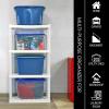 imageOskar 4Tier HeavyDuty Plastic Storage Shelves  ToolFree Interlocking Freestanding Shelving Unit  SpaceSaving Organizer for Garage Kitchen Laundry ampamp Basement  Ventilated Black ShelvesWhite