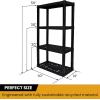 imageOskar 4Tier HeavyDuty Plastic Storage Shelves  ToolFree Interlocking Freestanding Shelving Unit  SpaceSaving Organizer for Garage Kitchen Laundry ampamp Basement  Ventilated Black Shelves