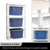 imageOskar 4Tier Storage Shelves  Plastic Freestanding Unit with Nested Legs ampamp Anchor Holes  ToolFree SpaceSaving Garage ampamp Laundry Organizer  Ventilated White