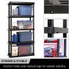 imageOskar 5Tier HeavyDuty Plastic Storage Shelves  ToolFree Interlocking Freestanding Shelving Unit  SpaceSaving Organizer for Garage Kitchen Laundry ampamp Basement  Ventilated Black ShelvesBlack