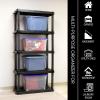 imageOskar 5Tier Plastic Shelving  ToolFree Assembly Ventilated Shelves  Stable Nested Legs with Anchor Holes  Freestanding Interlocking SpaceSaving Organizer Black