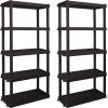 imageOskar 5Tier Plastic Shelving  ToolFree Assembly Ventilated Shelves  Stable Nested Legs with Anchor Holes  Freestanding Interlocking SpaceSaving Organizer Black