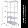 imageOskar 5Tier Storage Shelves  Plastic Freestanding Unit with Nested Legs ampamp Anchor Holes  ToolFree SpaceSaving Garage ampamp Laundry Organizer  Ventilated White