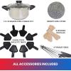 imageTotal Chef 8 Person Raclette and Cheese Fondue Set with Granite Stone NonStick Electric Indoor Grill Tabletop Cooking Accessories Included Ideal for Holidays and Family Dinners Black