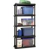 imageOskar 5Tier Plastic Shelving  ToolFree Assembly Ventilated Shelves  Stable Nested Legs with Anchor Holes  Freestanding Interlocking SpaceSaving Organizer Black