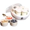 imageTotal Chef Yogurt Maker 1L 11 qt with 7 Glass Jars and Lids One Touch Operation White Perfect for Natural Organic Sweetened or SugarFree Flavored Plain or LactoseFree Homemade YogurtWhite