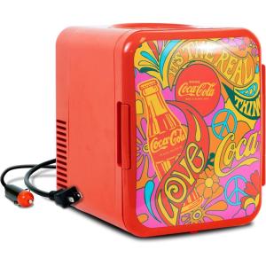 imageCoca Cola Mini Fridge  Refrigerator for Bedroom Office Portable Table Top Beverage Cooler 12V 110V Refrigerador For Drinks Soda Wine Use In Car Dorm Outdoor Patio 6 Can