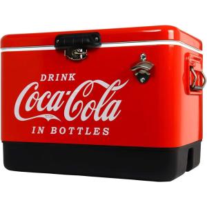 imageCocaCola Ice Chest Cooler  Portable Ice Bucket with Bottle Opener Vintage Style Insulated for Camping Beach Picnic RV BBQs Tailgating Fishing Stainless Steel 85 Can Ice Box 51L 54 qt