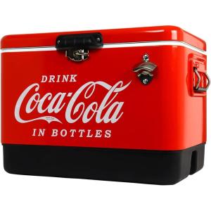 imageCocaCola Ice Chest Cooler  Portable Ice Bucket with Bottle Opener Vintage Style Insulated for Camping RV Beach BBQs Picnic Tailgating Fishing Stainless Steel 85 Can Ice Box 51L 54 qt