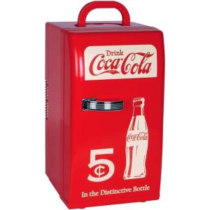 imageCocaCola Retro 18 Can Mini Fridge w 12V DC and 110V AC Cords 22L 23 qt Portable Cooler Red Travel Fridge for Drinks Snacks Lunch Home Office Dorm Room RV