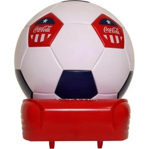 imageCocaCola Soccer Ball Mini Fridge 5 Can Beverage Cooler with Hidden Opening White Red Black Unique Accessory for Den Games Room ManCave Dorm Sports Fans Students