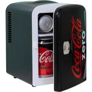 imageCoke Zero Mini Fridge  6 Can Refrigerator for Bedroom Office Portable Table Top Beverage Cooler 12V 110V Refrigerador For Drinks Soda Wine Use In Car Dorm Outdoor Patio