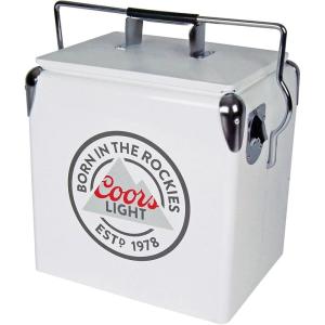 imageCoors Light Ice Chest Cooler  Portable Ice Bucket with Bottle Opener Vintage Style Insulated for Camping Beach Picnic RV BBQs Tailgating Fishing SteelBelted 18 Can Ice Box 13L 14 qt