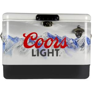 imageCoors Light Ice Chest Cooler  Portable Ice Bucket with Bottle Opener Vintage Style Insulated for Camping Beach Picnic RV BBQs Tailgating Fishing SteelBelted 85 Can Ice Box 51L 54 qt