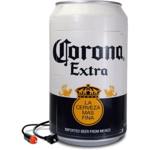 imageCorona 8 Can Portable Mini Fridge w 12V DC and 110V AC Cords 54L 57 qt Beer Can Shaped Personal Cooler White Travel Fridge for Beer Snacks Lunch Drinks Home Office Bar Dorm RV