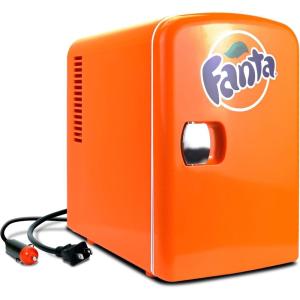 imageFanta Mini Fridge  6 Can Refrigerator for Bedroom Office Portable Table Top Beverage Cooler 12V 110V Refrigerador For Drinks Soda Wines Use In Car Dorm Outdoor PatioFanta
