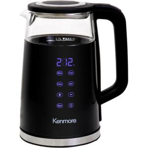 imageKenmore Electric Kettle  Cordless Digital Calentador De Agua Stainless Steel Instant Tea Pot Preset Temperature Control Automatic ShutOff Rapid Boil Hot Water Boiling Heater 17 Liter SilverBlack