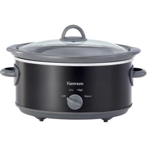 imageKenmore Slow Cooker  5 Lb Chicken 3 Lb Roast Mini Crock Pot With Glass Lid Stainless Steel Electric Cookers Warm Rice ampamp Sous Vide Stew Soup Lunch Dishwaher Safe NonStick Ceramic Insert 5 QuartBlack and Gray 5QT
