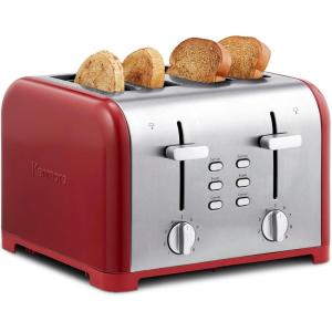 imageKenmore Toaster 4 Slice  Extra Wide Slot Countertop Kitchen Appliance Defrost Function GrillePain 9 Shade Settings Compact Design Easy Clean Crumb Tray Bread Bagel Stainless SteelRed
