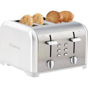imageKenmore Toaster 4 Slice  Extra Wide Slot Countertop Kitchen Appliance Defrost Function GrillePain 9 Shade Settings Compact Design Easy Clean Crumb Tray Bread Bagel Stainless SteelWhite