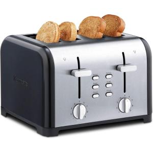 imageKenmore Toaster 4 Slice  Extra Wide Slot Countertop Kitchen Appliance Defrost Function GrillePain 9 Shade Settings Compact Design Easy Clean Crumb Tray Bread Bagel Stainless SteelBlack